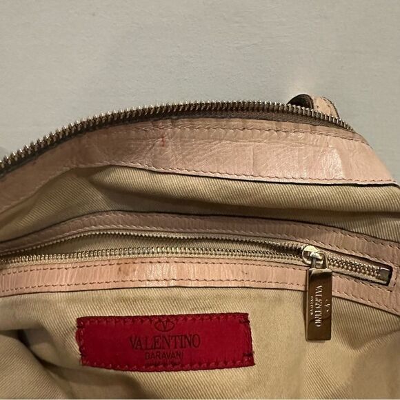 VALENTINO Tote All Over Print Green Beige Crossbody  Zip Top Pocket Large - Picture 11 of 11